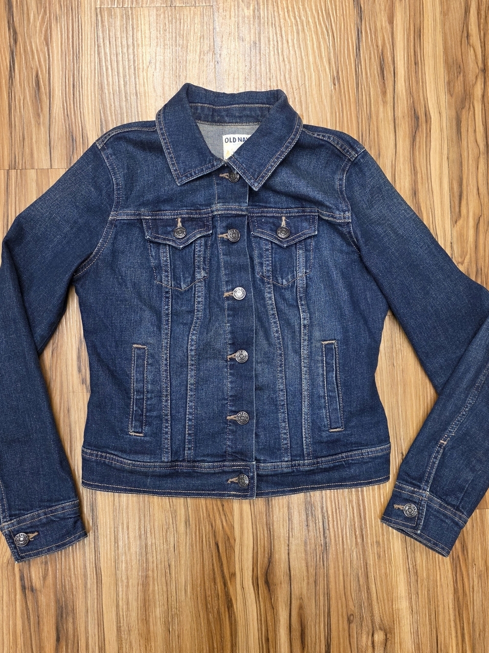Old Navy Dark Wash Stretch Denim Jacket Women's XS Classic Trucker Jean Jacket